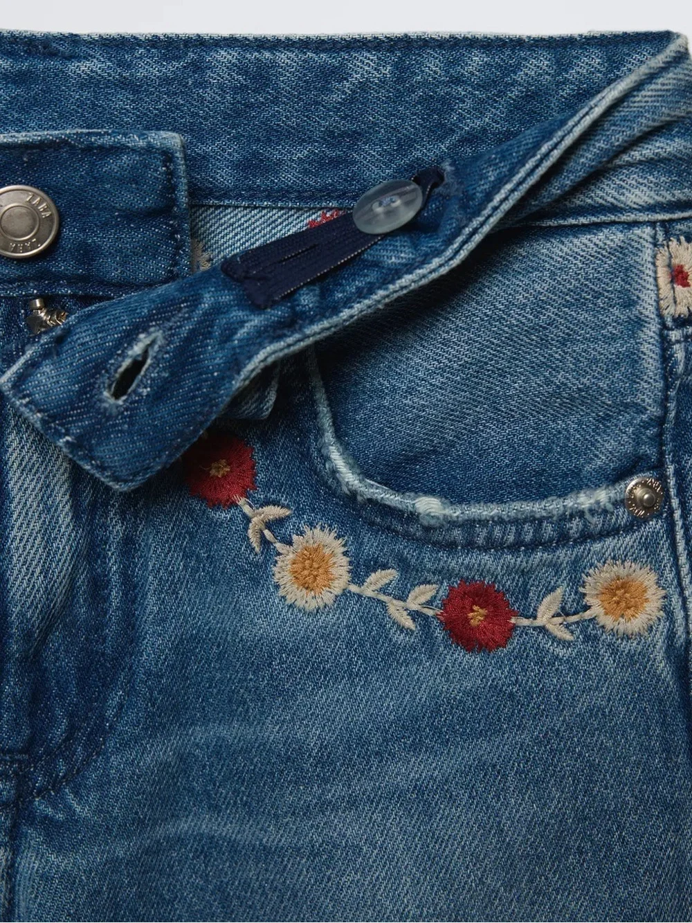 Zara Kids Girls Floral Straight Cut Jeans Size 14